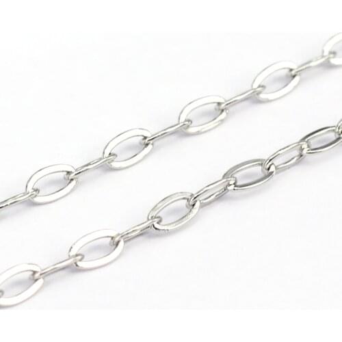 10m 5x2.5x0.6mm Soldered 304 Stainless Steel Cable Chains Flat Oval for Jewelry Making DIY Bracelet Necklace