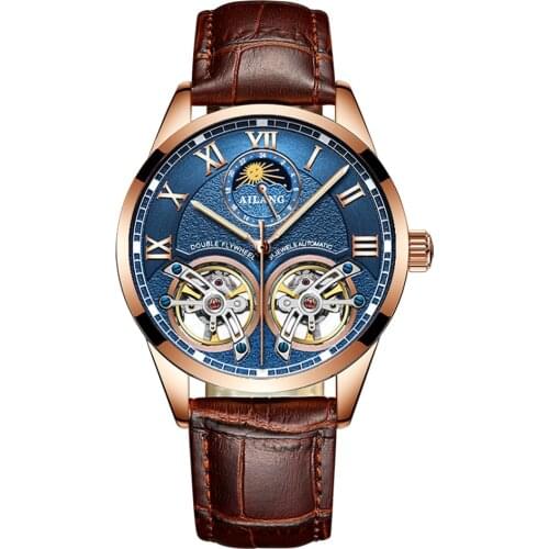 AILANG Brand Original design watch mens double flywheel automatic mechanical watch fashion casual business mens watch