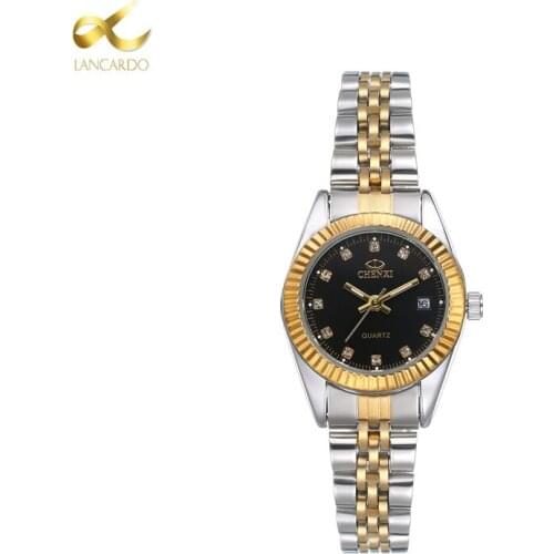 LANCARDO Mens Quartz Waches Top Brand Luxury Women Wristwatch Stainless Steel Strap Rhinestone Dial Montre Homme Clock