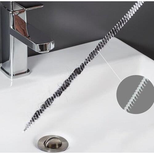 Pipeline Dredging Brush 45CM Bendable Bathroom Kitchen Dredge Clean Brush Spiral Sink Hair Pick Up Cleaning Sewer Dredging Brush