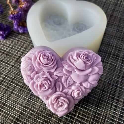 HC0138 PRZY Silicone Mold Flower Soap Molds Gypsum Chocolate Candle Candy Mold Heart Shaped Rose Soap Clay Resin Moulds