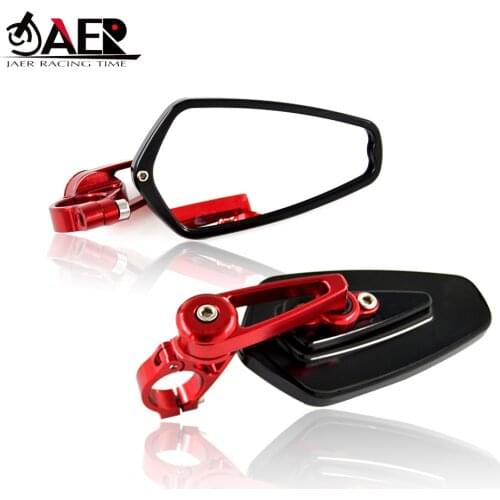 JAER Universal Motorcycle bar end mirrors 22mm CNC handlebar grip rearview mirror for Honda Yamaha Kawasaki suzuki honda