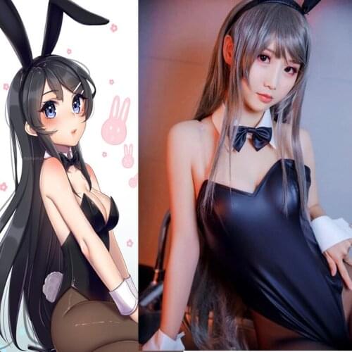 Anime Sakurajima Mai Cosplay Costume Halloween Women Black Sexy Jumpsuit Rascal Does Not Dream of Bunny Girl Senpai Cos Sex New