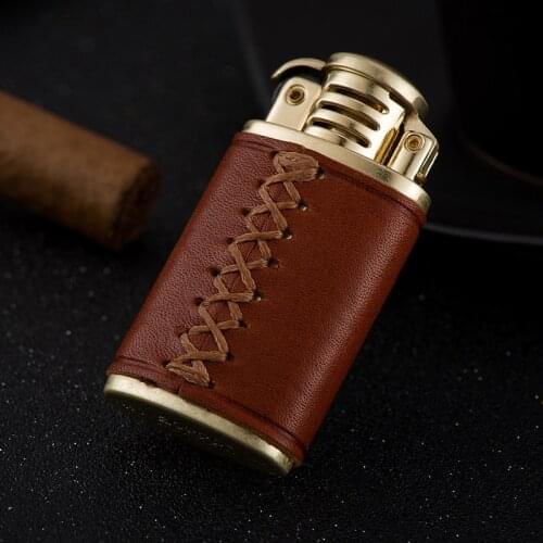 Handmade Leather Sewing Zorro Kerosene Windproof Grinding Wheel Lighter Retro Creative High-end Gifts Men Gadgets Cool Lighter