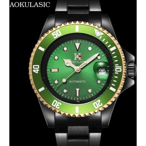 AOKULASIC Men Watch Waterproof Automatic Mechanical Male Clock Top Brand Luxury Stainless Steel Sport Military Wristwatch 003
