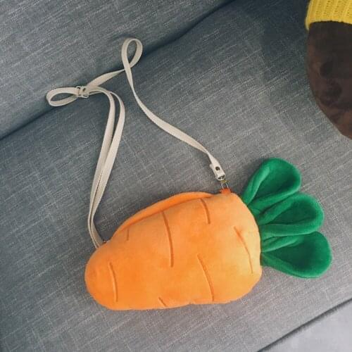 2018 new cute stuffed carrot bags as birthday gifts for childrens satchel personality Single Shoulder Bag Plush Backpacks