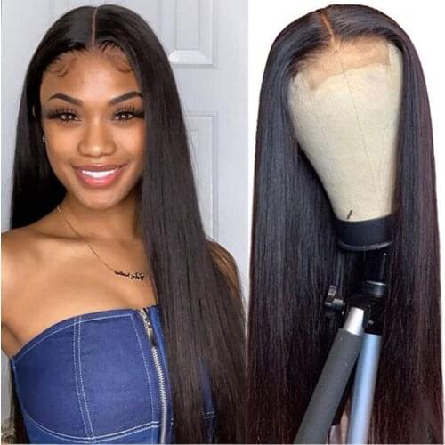 4*4 Long Straight Lace Closure Wig Human Preplucked 13*4 Straight Lace Front Wig Brazilian Human Hair Highlight Lace Frontal Wig