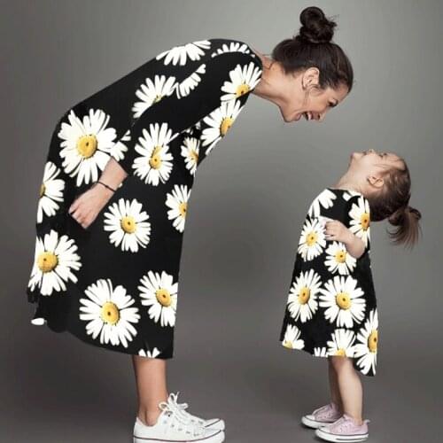 Mother& Daughter Dresses Girls Print Long Sleeve Cotton Fashion Family Clothes Girl Dresses Autumn Mother Dresses 2018