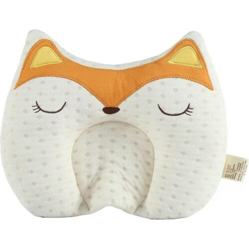 Cartoon Fox Infant Newborn Support Prevent Anti Roll Baby Pillow Flat Head Neck Cotton Breathable Cushion Baby Pillow Latex