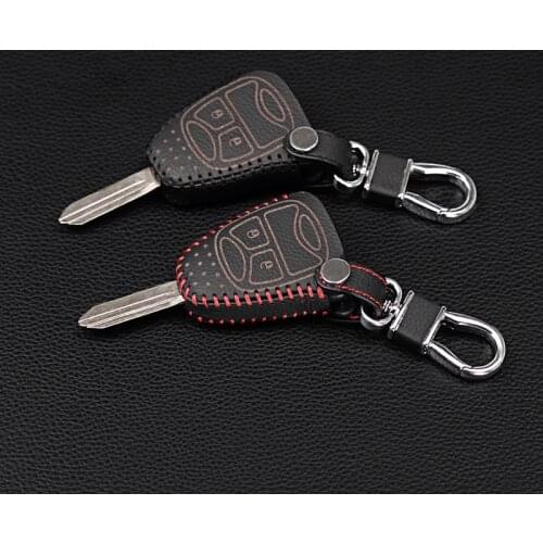 Popular high quality for Chrysler Jeep 300 PT Cruiser Leather Key Holder Sebring Dodge Sport Nitro Wrangler Compass 2 buttons