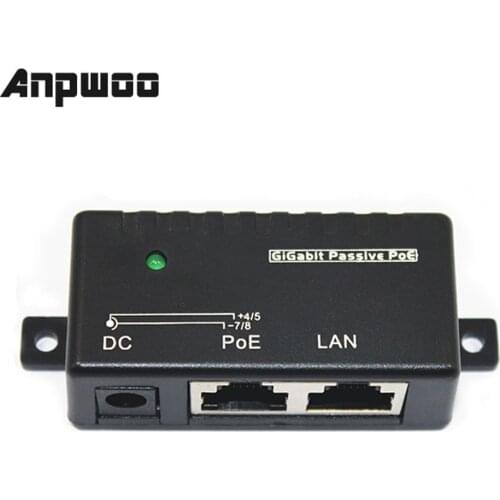 ANPWOO 1000Mbps 5V 12V 24V 48V/1A POE Injector Power Splitter for IP Camera POE Adapter Module Accessories