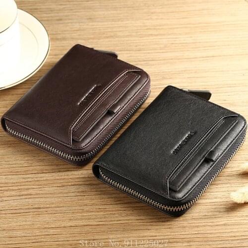 Xiaomi Luxury Genuine Leather Wallets Men Credit Business Card Holders Short zipper Soft Coin Purses male Pocket