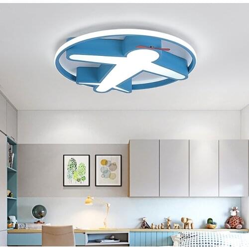 Nordic LED Airplane Ceiling Light Modern Metallic Round Circle Ceiling Lamps for Kids Room Girls Children Bedroom Baby Room Home