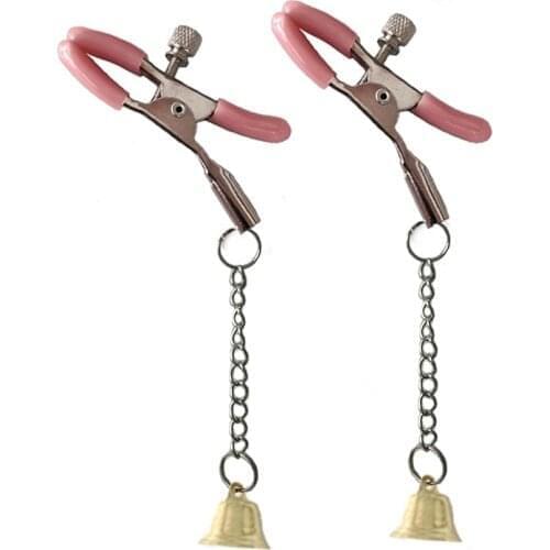 Nipple Clamps Breast with Metal Chain BDSM Adult Sex Toys for Women Goldern with Bell