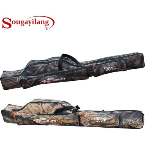 Sougayilang Waterproof Fishing Rod Bag Carrier 130cm 2-Layer Oxford Folding Fishing Pole Storage Bag Case Fishing Gear Organizer