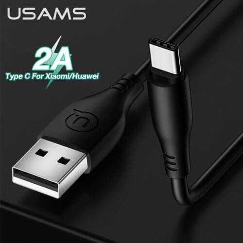 USAMS 2A USB Type C Cable Fast Charging Wire for Samsung Galaxy S8 S9 Plus Xiaomi mi 9 Huawei iphone Lightning USB C Data Cable