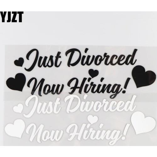YJZT 21×6.9CM Just Divorced Now Hiring Vinyl Decal Car Sticker Funny Word Decorates Black/Silver 4C-0335