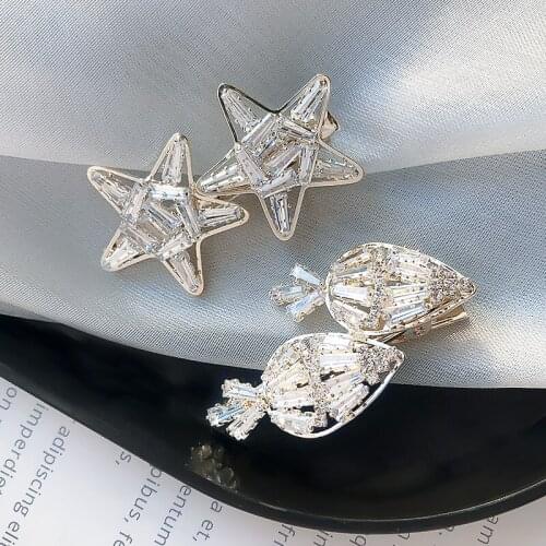Hair Clips for Women Light Luxury Star Strawberry Crystal Hairpin Girl Fashion Geometry Hair Pins for Women Jewelry Wholesale