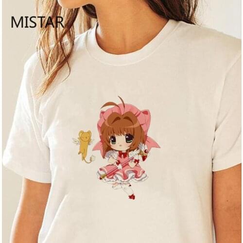 Version Variety Sakura Printed Cute Cartoon T Shirt Women Casual White Tops Fashion T Shirt Short Sleeve Graphic Tees Women