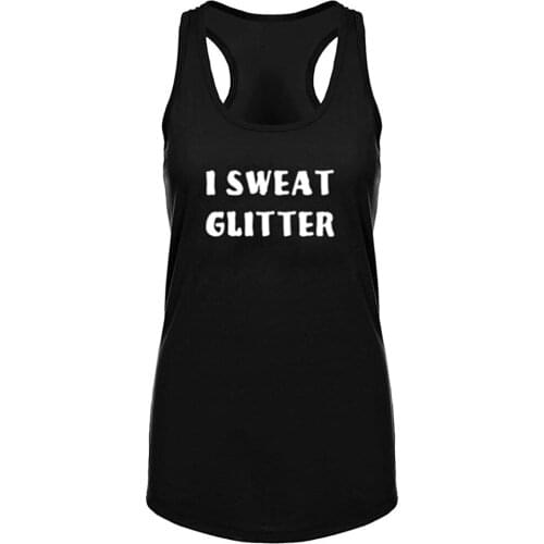 Lyprerazy Womens I Sweat Glitter Fitness Workout Racerback Tank Tops Summer Funny Letter Print Tank Top