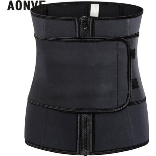 Aonve Women Waist Trainer Belt Sweat Steel Bones Tummy Shaper Plus Size Slimming Shapewear Faja Moldeadora Mujer