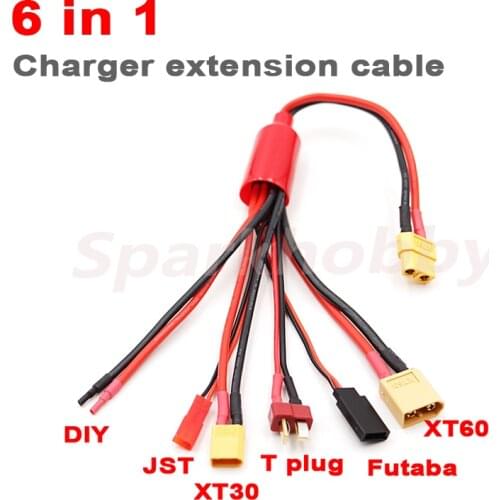 1PC 6 in1 Multifunctional power adapter charging cable XT60 input compatible with ISDT608 Q6 HOTA D6M8 for RC model charger ACCS