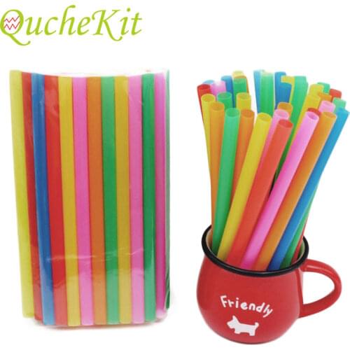 100pcs Colorful Plastic Disposable Drinking Straws Pearl Milk Tea Becerage Straws 1cm Wide Plastic Straw Bar Accessories