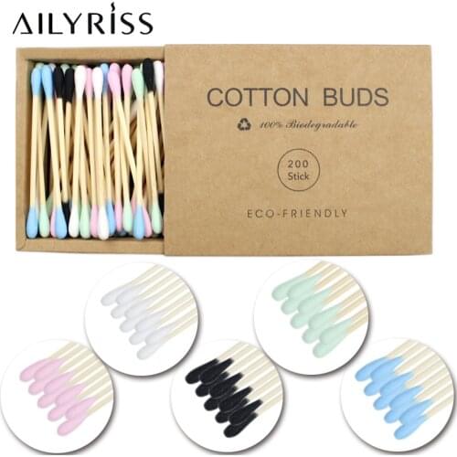 200 PCS Double Head Cotton Swab Women Makeup Cotton Medical Double-head Wood Sticks Ears Cleaning Health Care Beauty Tool