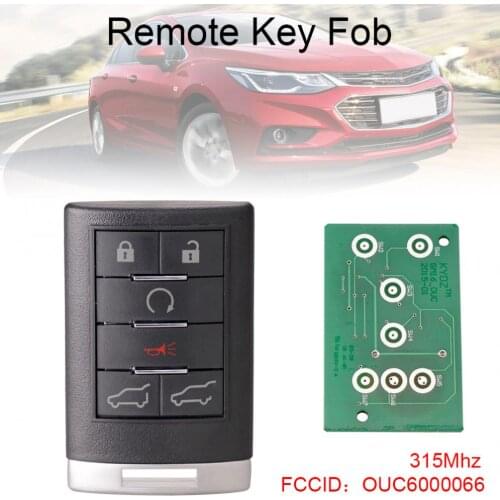 315Mhz 6 Buttons Remote Keyless Entry Remote Key Fob Car Key OUC6000066 Fit for Cadillac Escalade