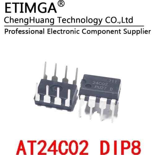 5PCS/LOT AT24C02-10PU-2.7 AT24C02 DIP8 Memory 256*8(2K) Chip