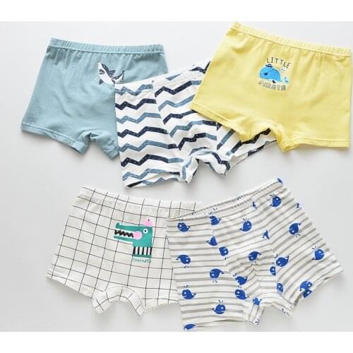 5Pcs/lot Girls Boys Cotton Boxer Briefs Girl Panties Boys Boxer Shorts Childrens Panties Kids Underwear For 4-14 Years BU052