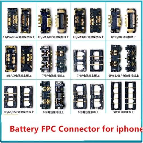 5pcs Battery FPC connectors for iphone 5 6 6P 6S 6SP 7 8 8plus X XS XSMax XR 11 ON board battery flex