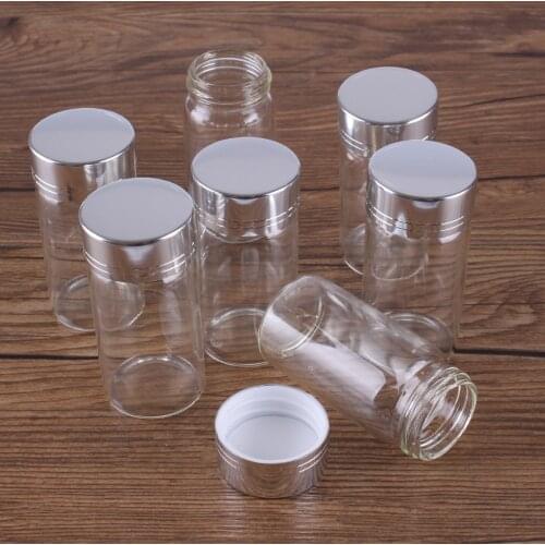 5pcs 25ml 30*60mm Glass bottle Perfume Bottle with Silver Caps Potion bottles Glass Spice Jars Vials Glass Jars for Art Craft