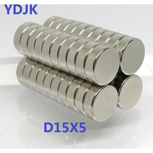 50 100PCS/LOT Disc Magnet 15x5 Industrial magnetic materials Neodymium MAGNET 15*5 strong N38 NdFeB Magnets 15 x 5 for speaker