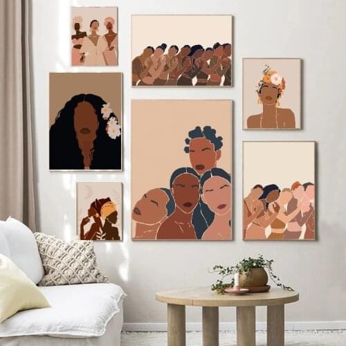 African Black Girl Woman Illustration Nordic Posters And Prints Wall Pictures Wall Art Canvas Painting For Living Room Decor