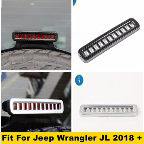 Auto Accessory Rear High Position Brake Parking Lights Lamps Cover Trim Carbon Fiber Look ABS For Jeep Wrangler JL 2018 - 2020