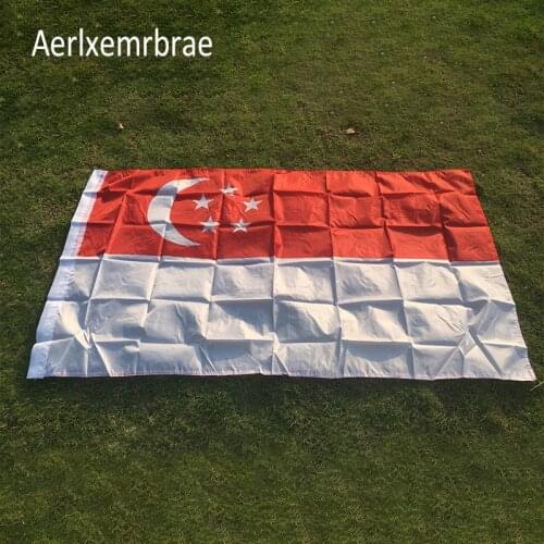 Free shipping aerxemrbrae flag 90 x150cm Singapore flag Banner Flags High Quality Polyester Fabrics