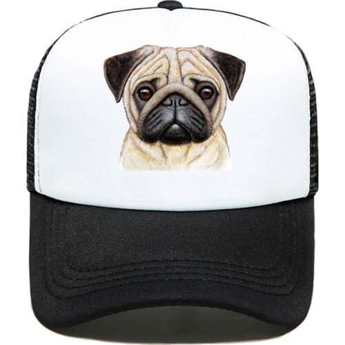 2020 New Pug colorful funny Print Baseball Cap Casual Men Women Parent-child Hats Mesh Visor Outdoor Adjustable Sun Hat