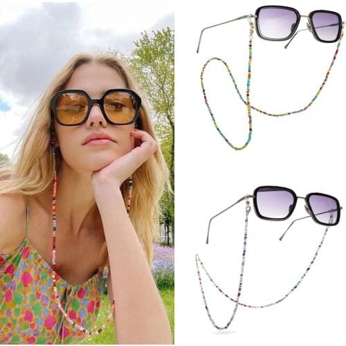 Bohemian Colored Mask Strap Beaded Glasses Chains Women Face Mask Lanyard Anti Slip Womens Neck Chain For Eyeglass Sunglasses