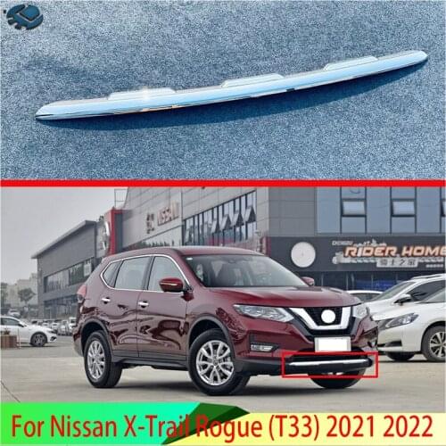 For Nissan X-Trail Rogue (T33) 2021 2022 ABS Chrome Plated Before The Bar Bumper Cover Shield Trim Molding Lower Grille
