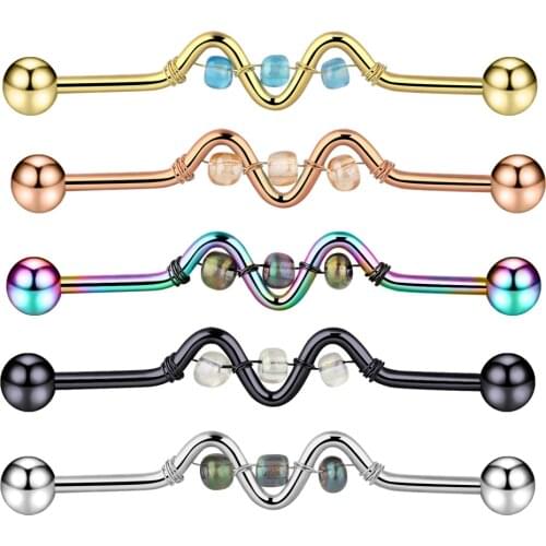 JUNLOWPY 14G Stainless Steel Industrial Barbell Earring Cartilage Body Piercing Jewelry 38mm 1&1/2 Inch Industrial Piercing Bar