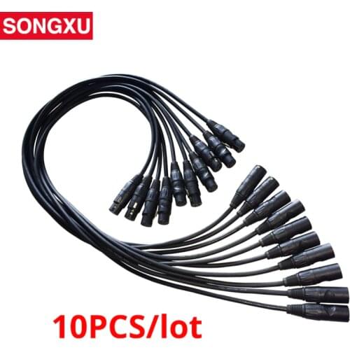 SONGXU 1 Meter length 3-pin dmx in and out signal Connection DMX CABLE 3.5ft XLR for Stage Moving Head Fogger 10pcs/lot/SX-AC008