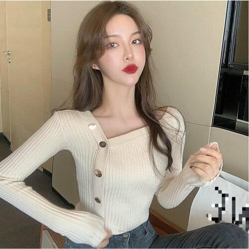 New Autumn Ladies All-match Sweater Single-breasted Knitted Cardigan 2020 Long Sleeve Chic Solid Color Top Women