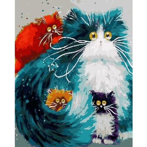 Funny Cats DIY Acrylic Painting By Numbers for Kids Adults Kitten Painting Diy Picture By Numbers on Canvas for Living Room Wall