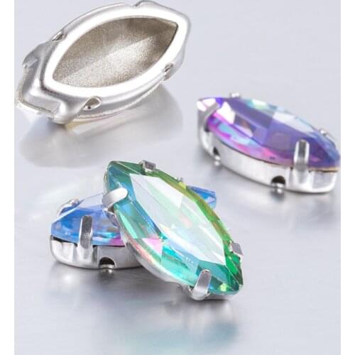 Laser Shine Horse Eye Rhinestone Set K9 Glass Rhinestones Claw Set Pointback Crystal Sew On Clothing Crafts DIY Rhinestones