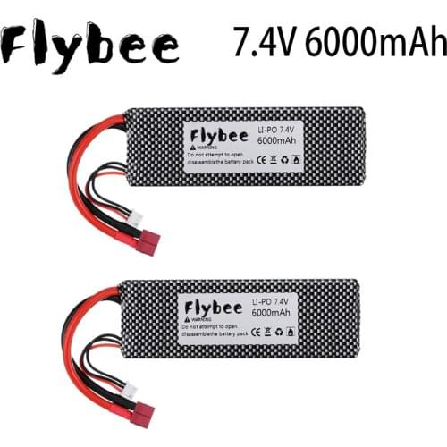 RC LiPo Battery 7.4V 6000mAh Batteries for RC Car Vehicle Truck For remote control Cars Boats Drones Spare Parts Batteries 2pcs