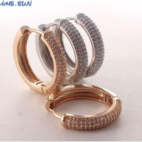MHS.SUN Fashion Mosaic Zircon Hoop Earrings For Women/Girls Gold/Silver Color Round Earrings AAA CZ Jewelry 1Pair/lot