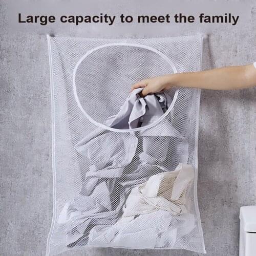 Multifunctional Laundry Storage Bag Dirty Clothes Basket Wall Hanging Toys Net Bag Bathroom Clothes Laundry Organization