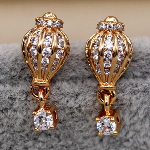 Fashion Trendy Stud Earrings for Womens Gold Color Earring with waterdrop Zircon Jewelry for Party Wedding Anniversary Gift