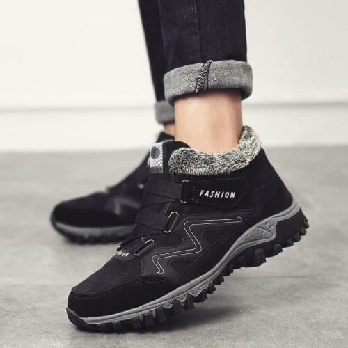 Men Boots Winter With Fur 2020 Warm Snow Boots Men Winter Boots Work Shoes Men Footwear Fashion Rubber Ankle Shoes 39-46